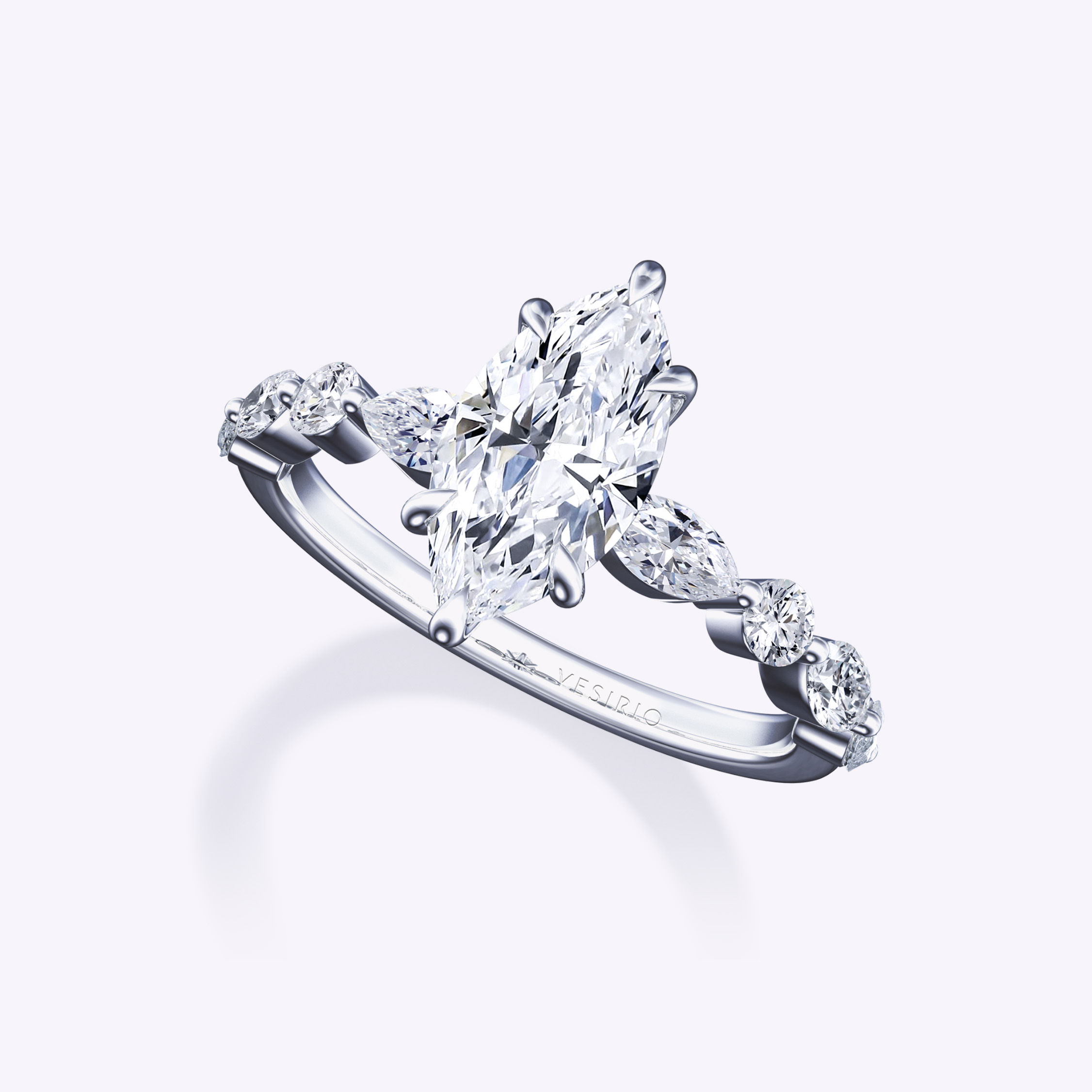 Unique Elegant Eternity Band 6-Prong Solitaire Diamond Engagement Ring