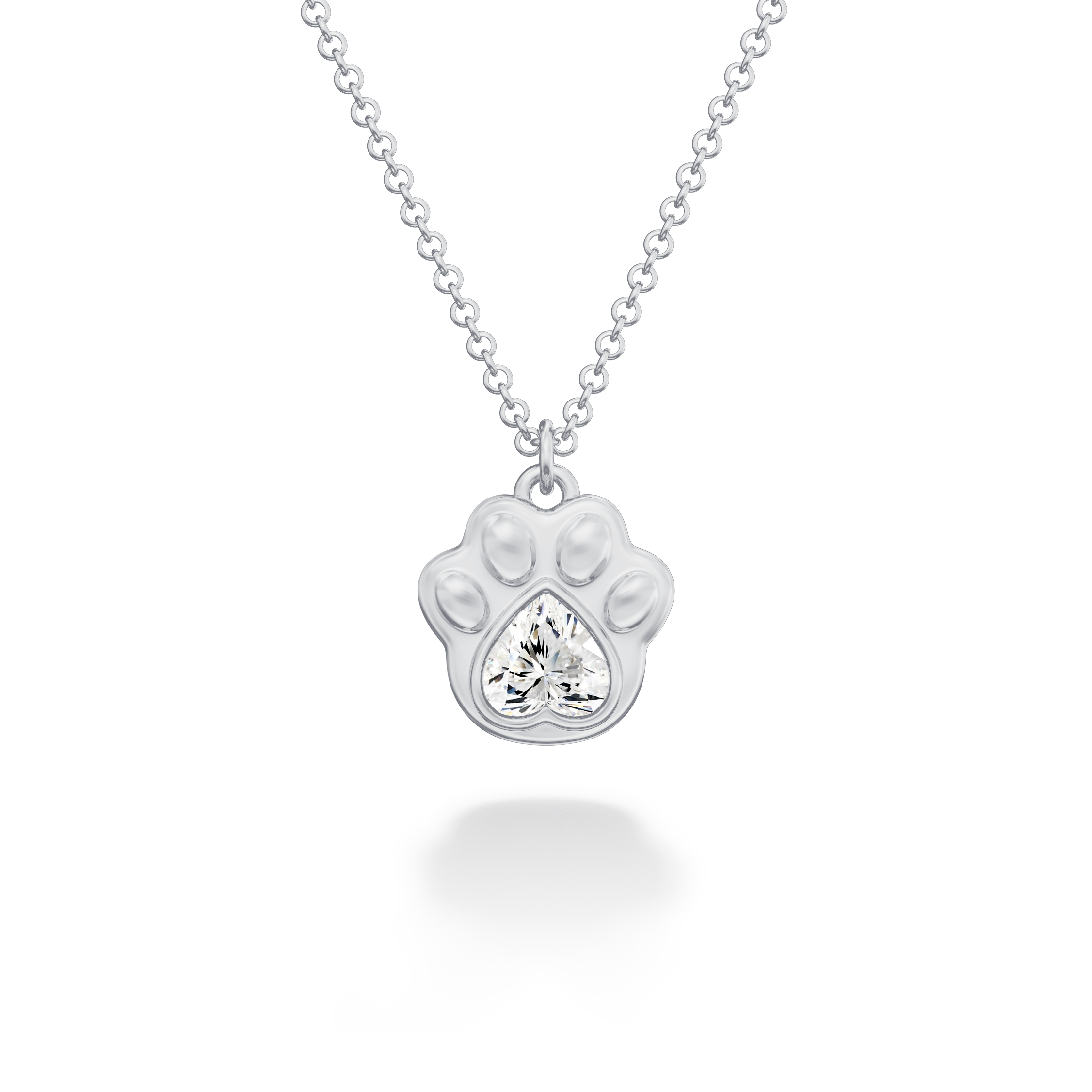 Little Paw Solitaire Bezel Set Diamond Pendant