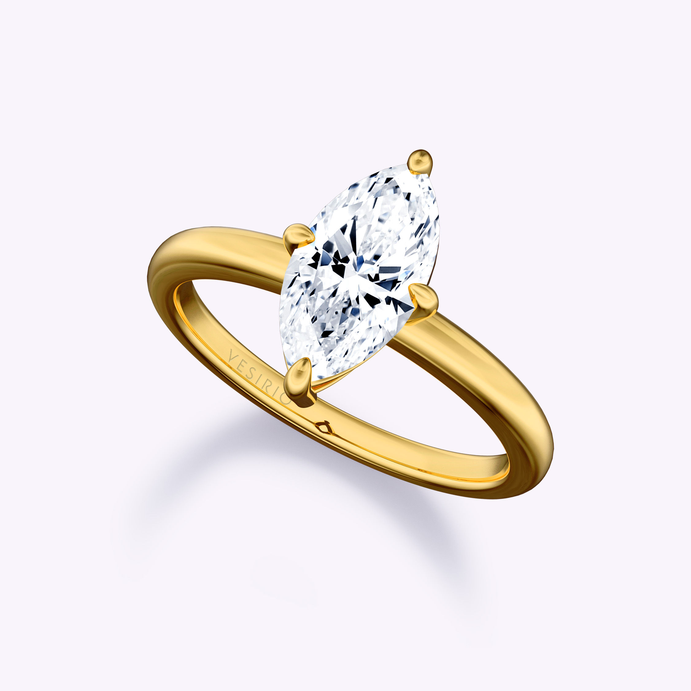 Classic 4-Prong Marquise Solitaire Diamond Engagement Ring | 18K Yellow Gold