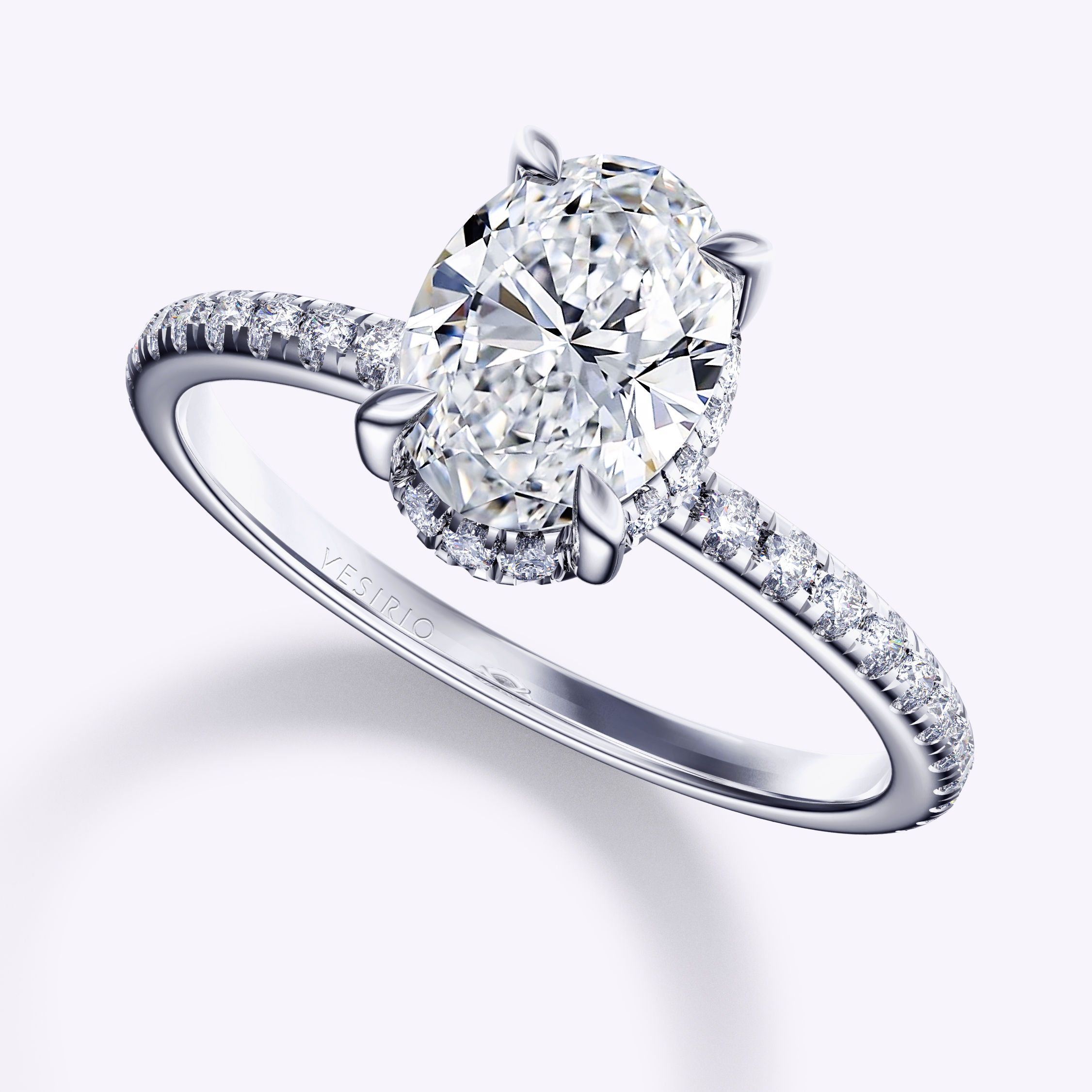 Vintage Dainty Pavé Shank 4-Prong Soliaire Diamond Engagement Ring