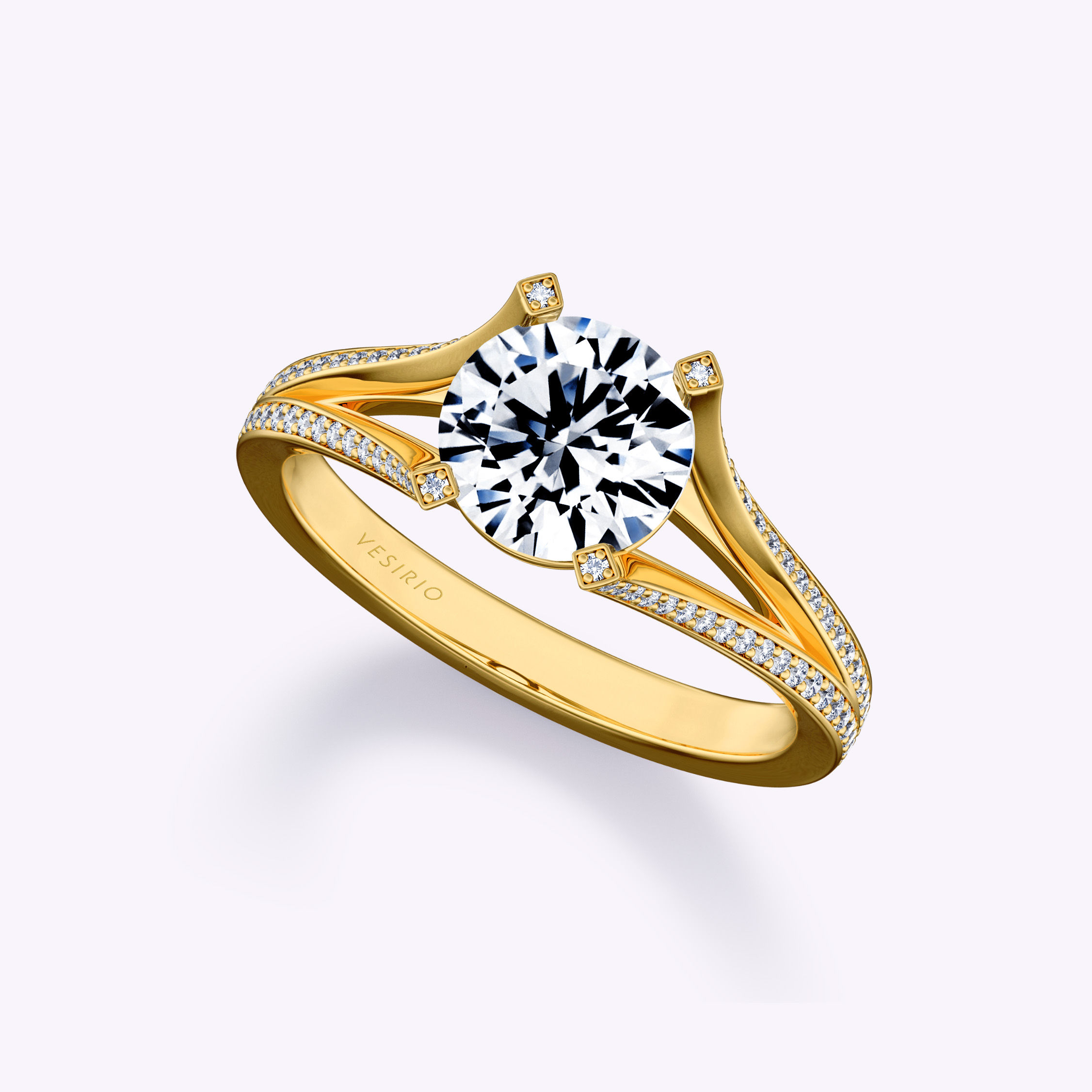 Modern Solitaire 4-Prong Diamond Engagement Ring | 18K Yellow Gold
