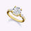 Thumbnail: Unique Side Accents Cushion Diamond Engagement Ring | 18K Yellow Gold
