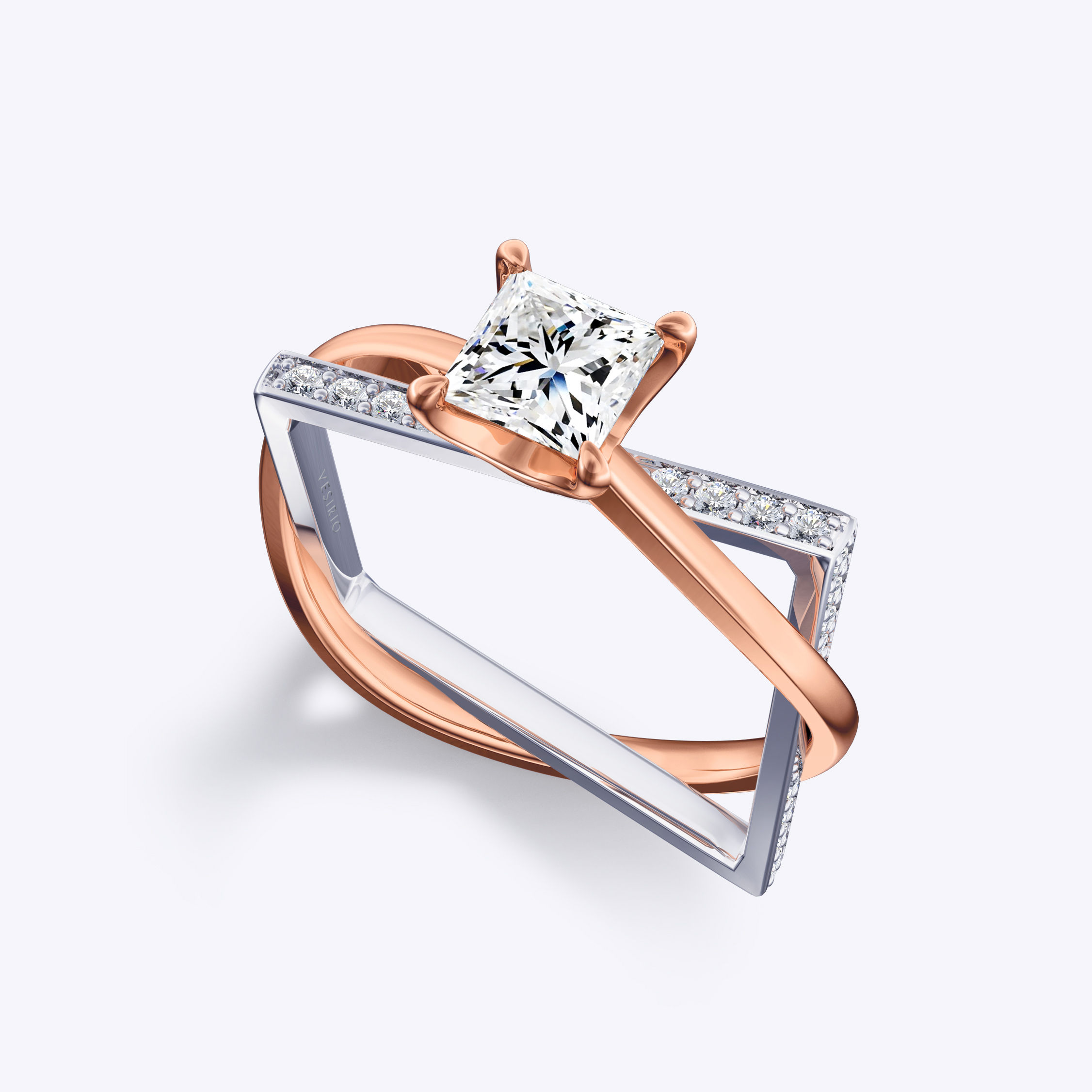 Unique Dainty Interlocking Twisted Split Shank Solitaire Diamond Engagement Ring