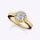 Thumbnail: Unique Modern Art Deco Halo Diamond Engagement Ring | 18K Yellow Gold