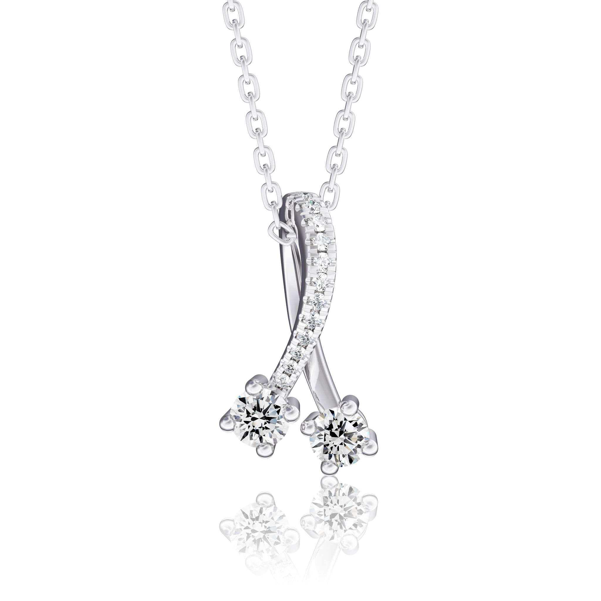 Pavé Crossover Two-Stone Diamond Slide Pendant