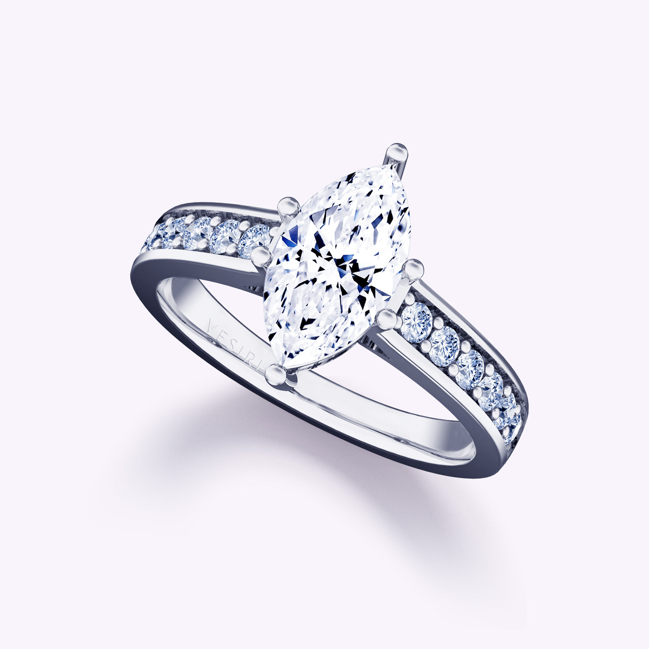 Vintage Unique Accented Pavé Solitaire Diamond Engagement Ring