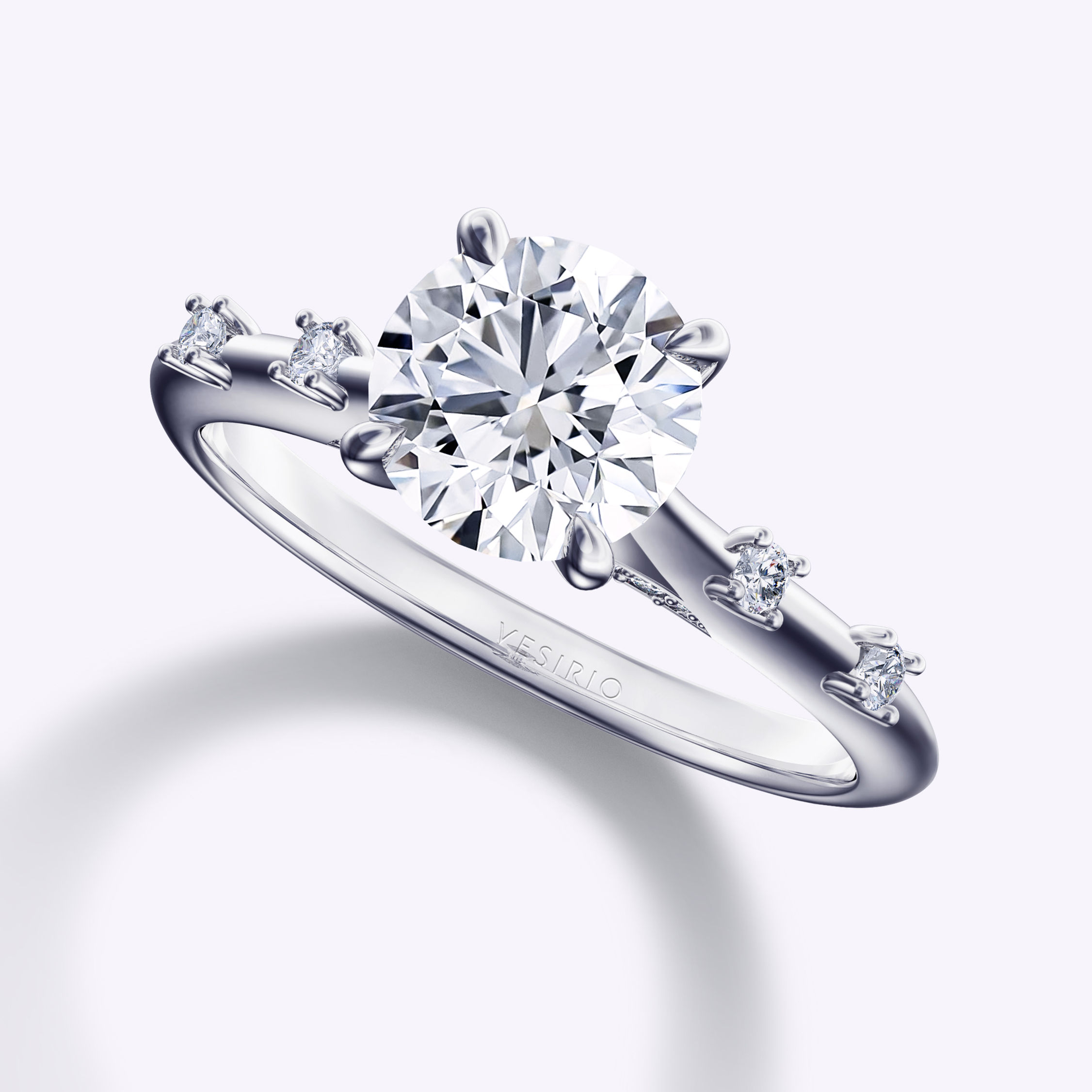 Unique Dainty Timeless Four-Stone Shank Solitaire Diamond Engagement Ring