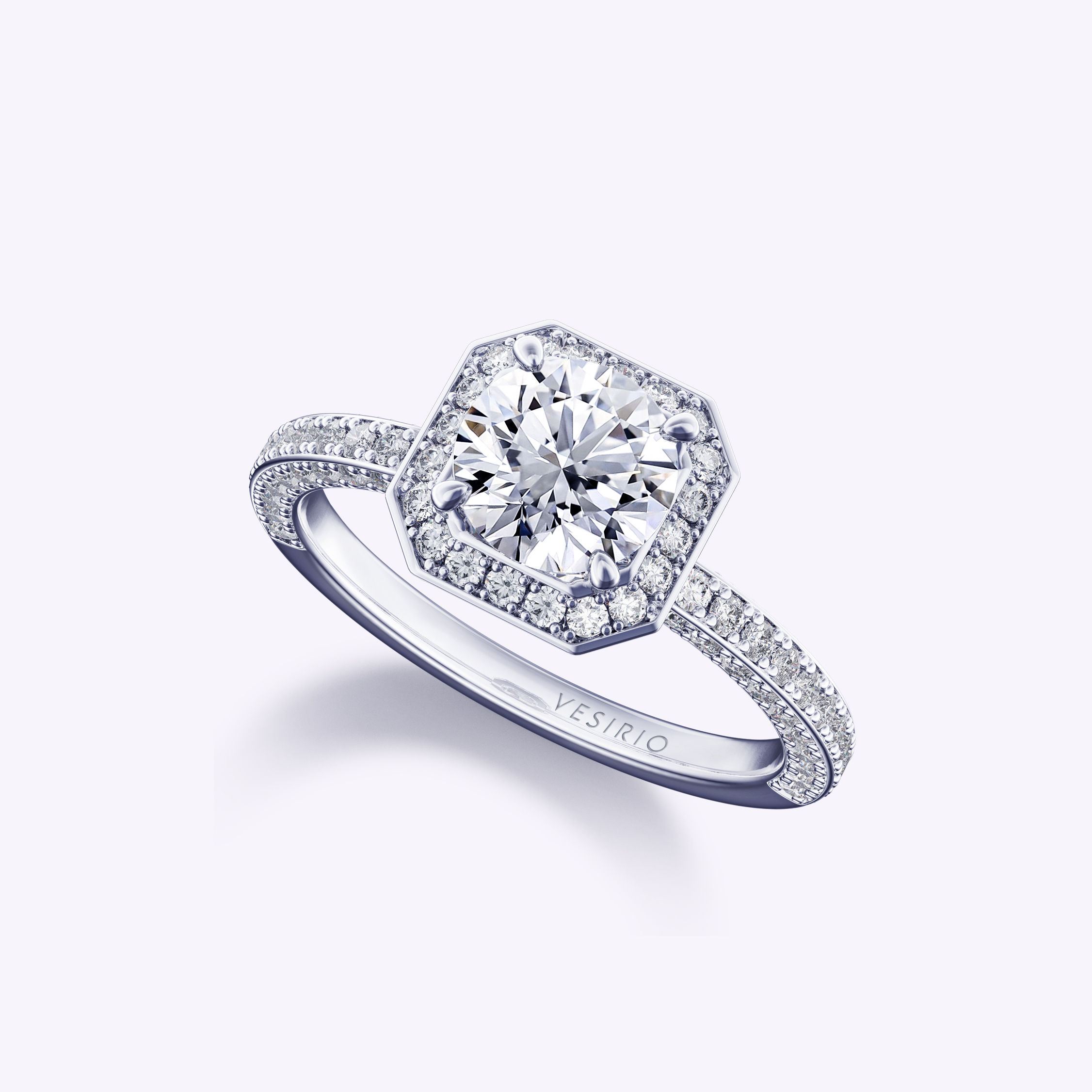 Vintage Antique Art Deco Hidden Halo Side Pavé Diamond Engagement Ring