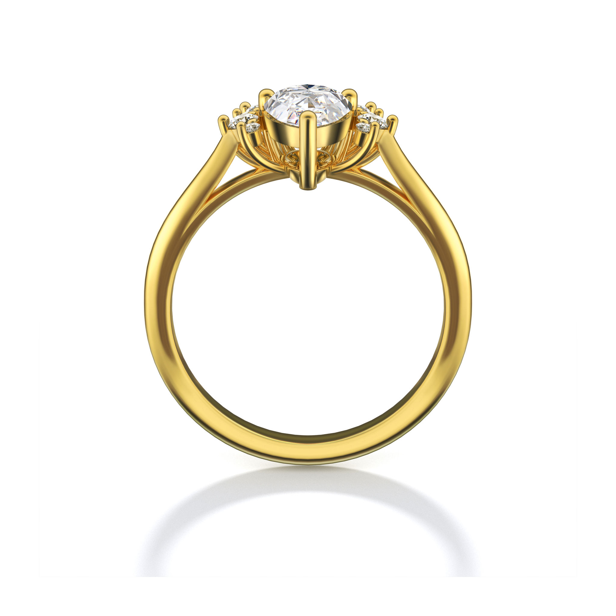 大教堂式半光環水滴形鑽石戒指