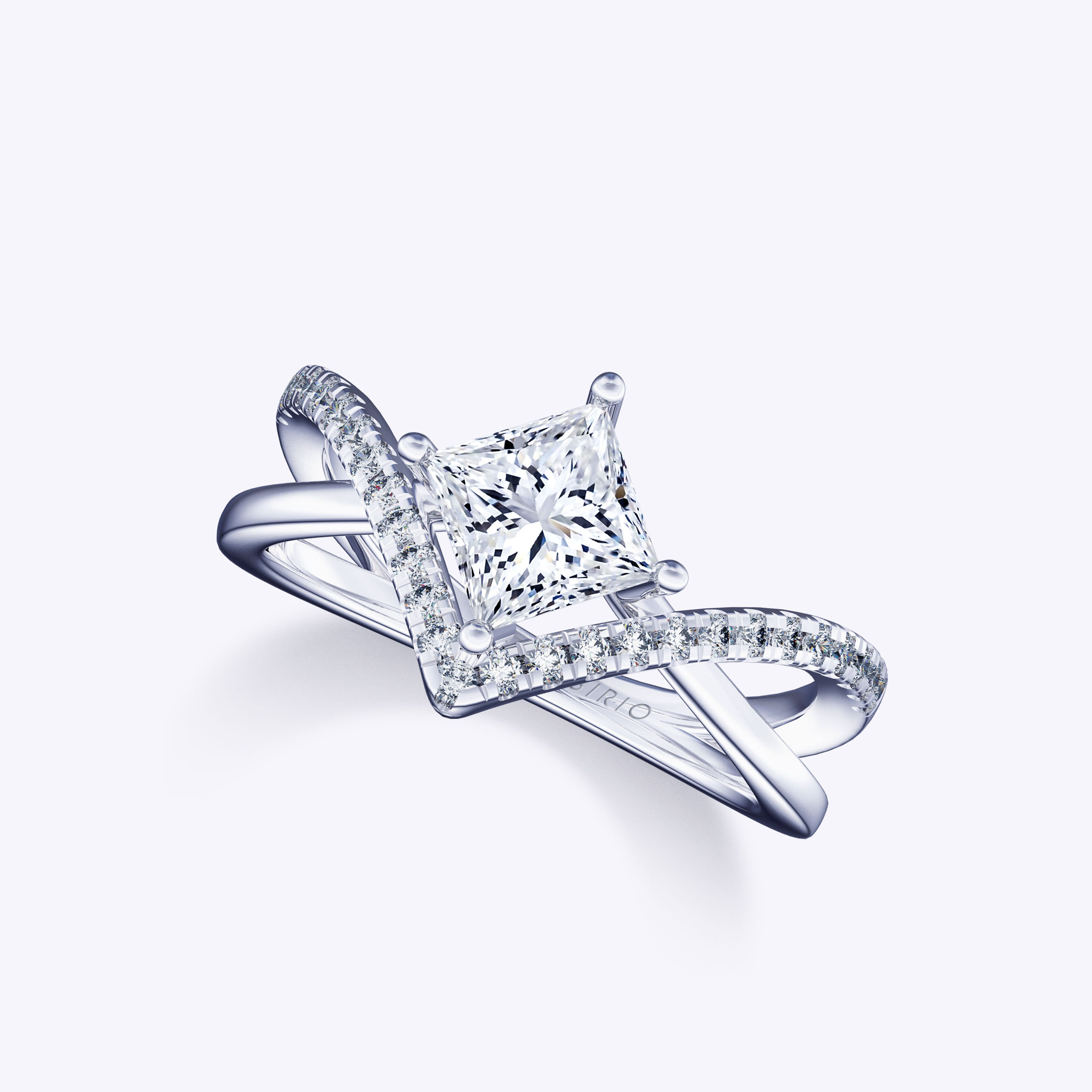 Unique Timeless Crossover Twisted Accented Solitaire Diamond Engagement Ring