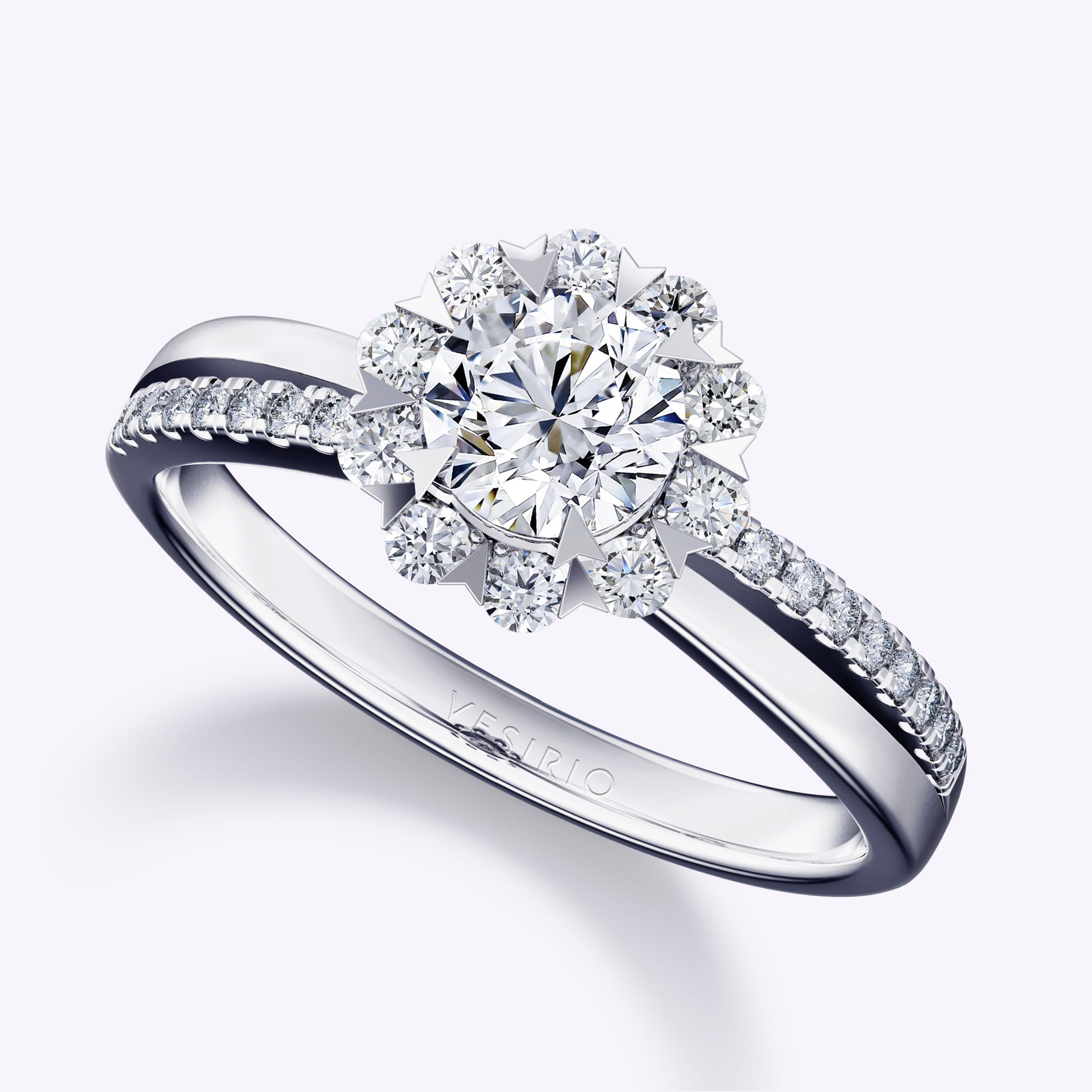 Antique Split Shank Pavé Floral Cluster Diamond Engagement Ring