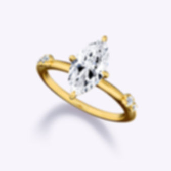 Dainty Unique Milgrain Accent Marquise Diamond Ring | 18K Yellow Gold