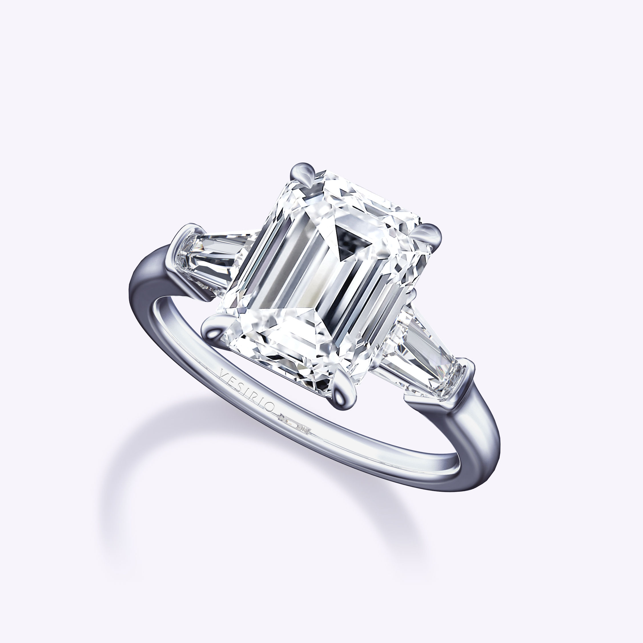 Modern Tapered Baguette Three-stone Diamond Engagement Ring