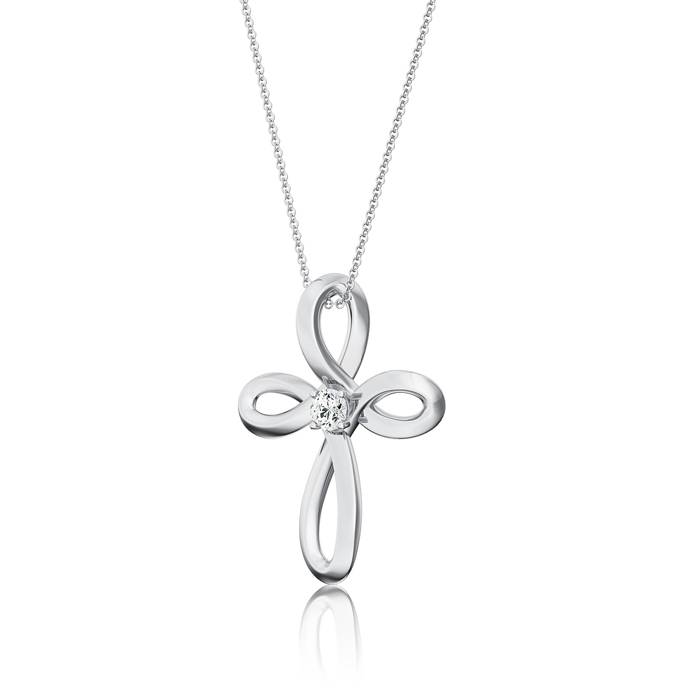 Solitaire Diamond Twisted Cross Pendant