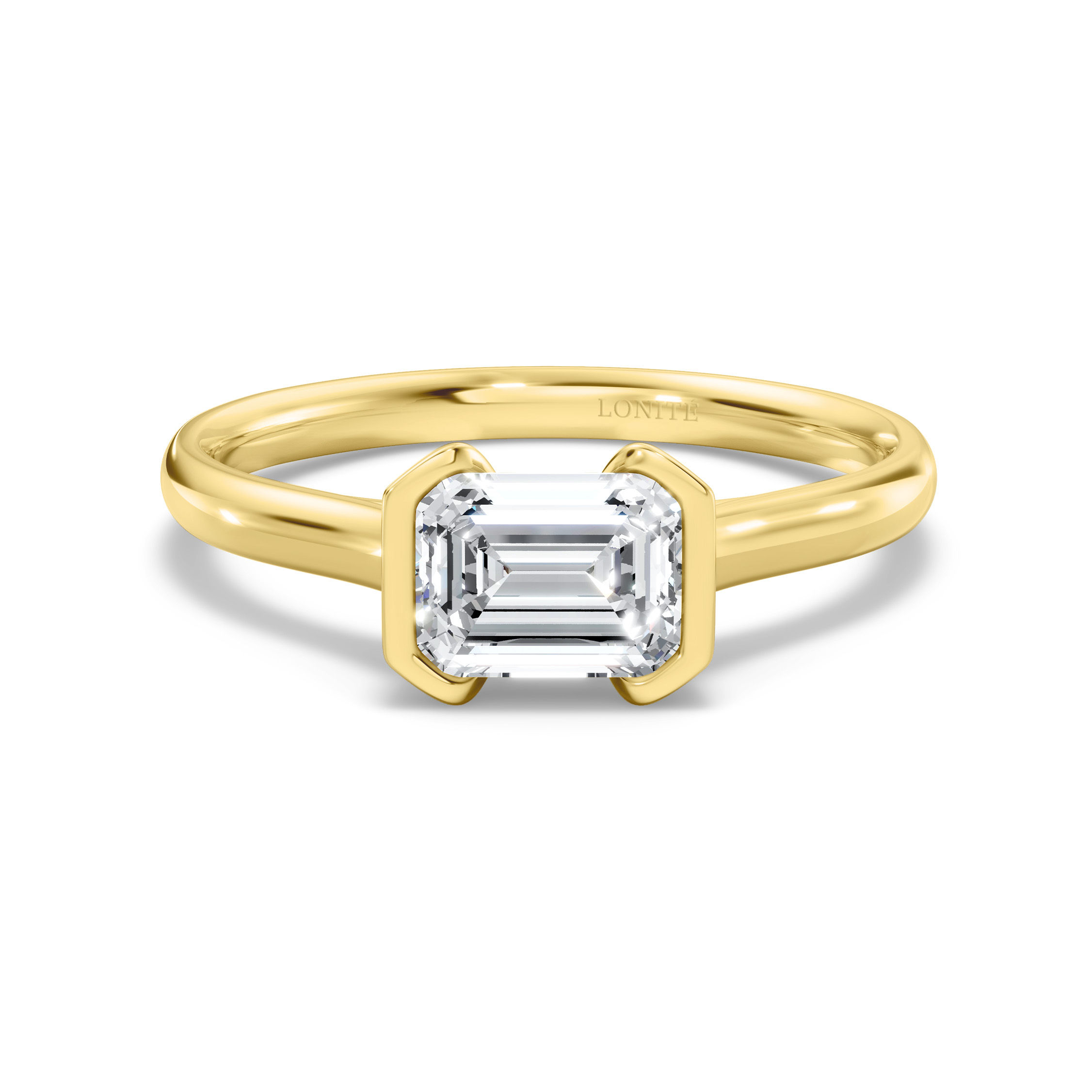 Horizontal Semi-Bezel Set Memorial Diamond Solitaire Ring