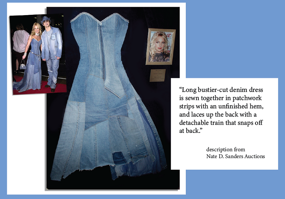 image and description of Britney's denim dress from the 2013 auction listing