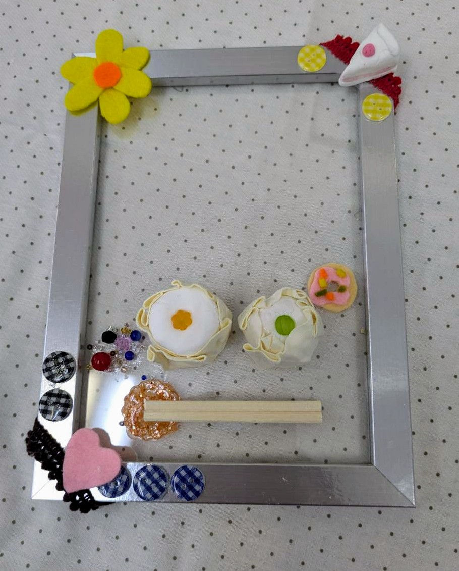 花と焼売の写真立て
