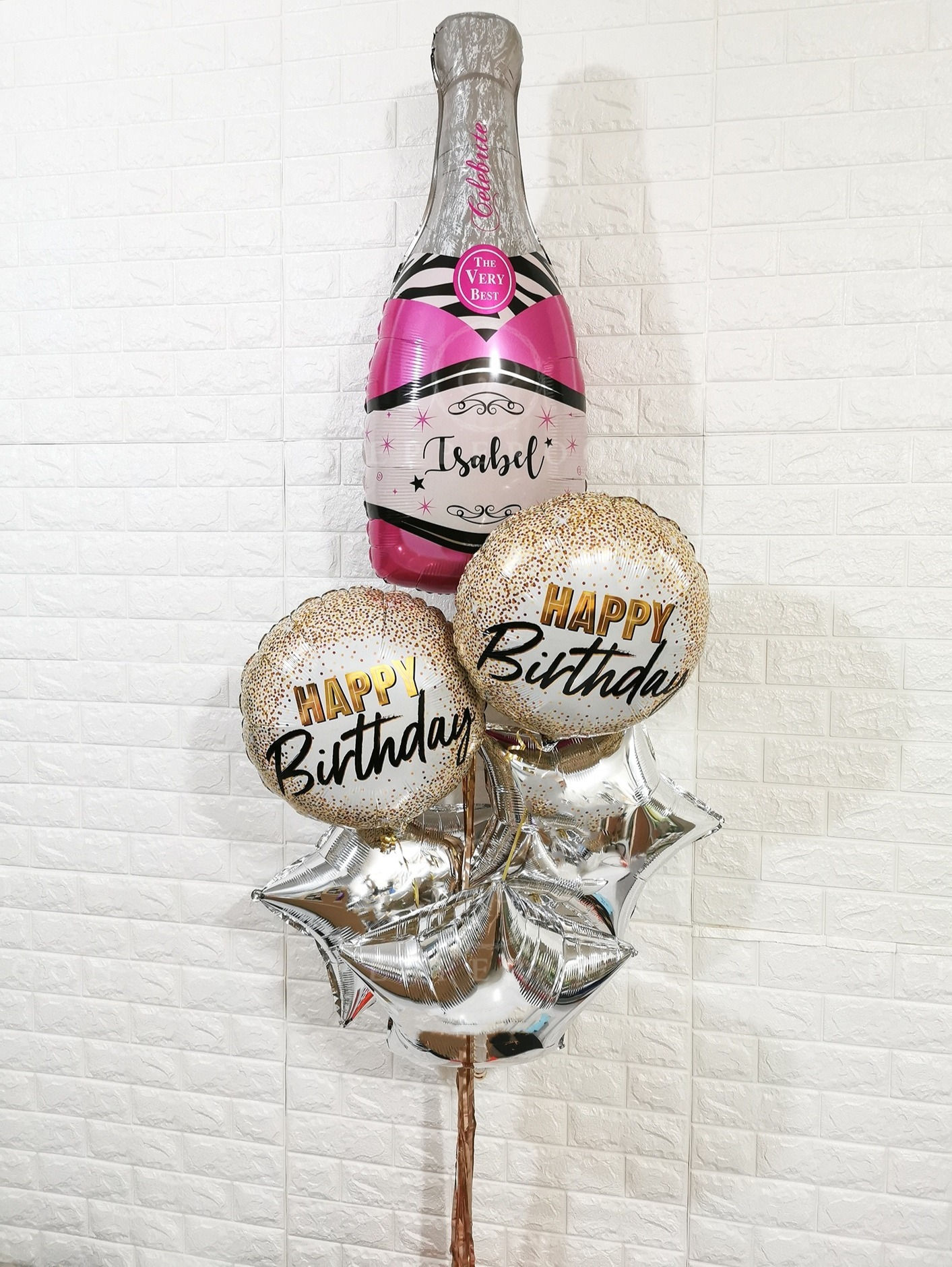 Personalised Champage Bottle Birthday Celebration Balloon Set