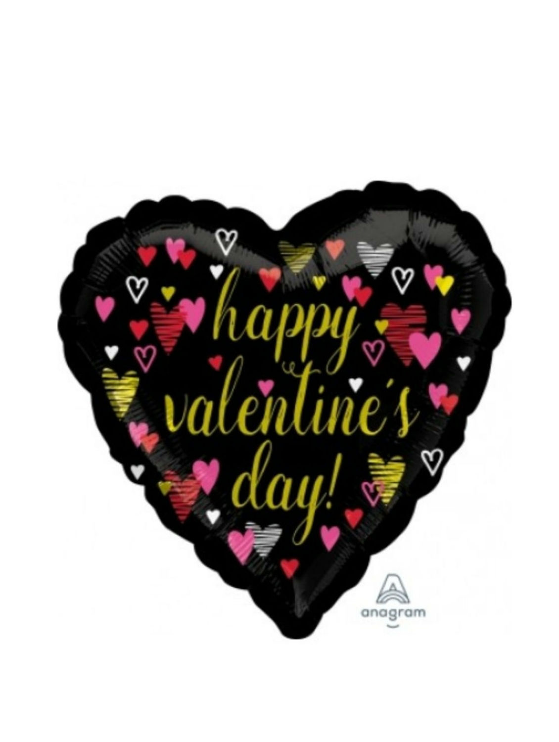 Happy Valentine's Day Black Heart Foil Balloon 18in