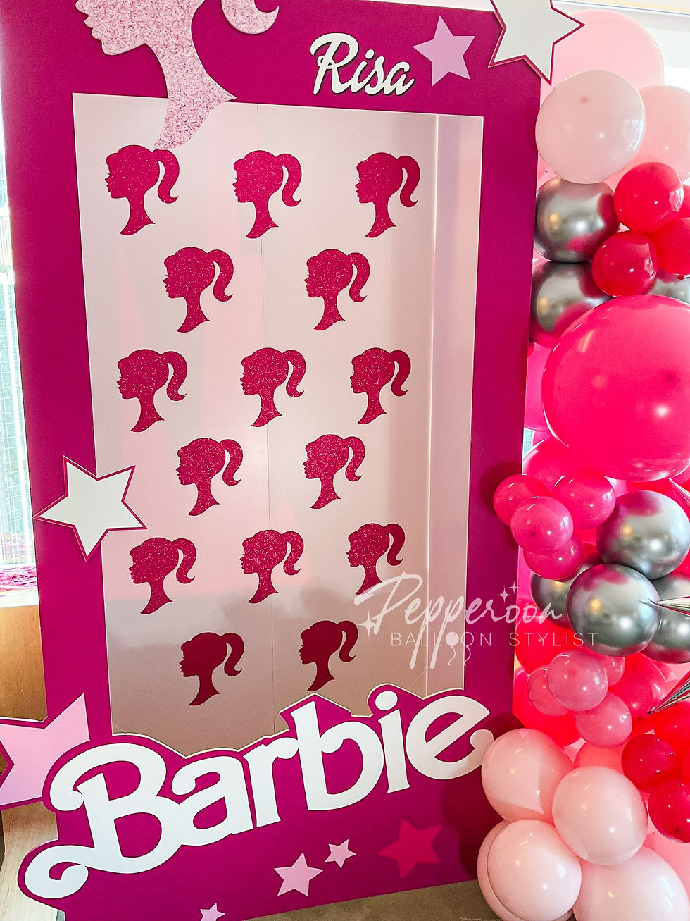 Thumbnail: Sparkly Barbie Box With Balloon Garland - Style C