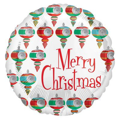 Circular Retro Christmas Foil Balloon 18in