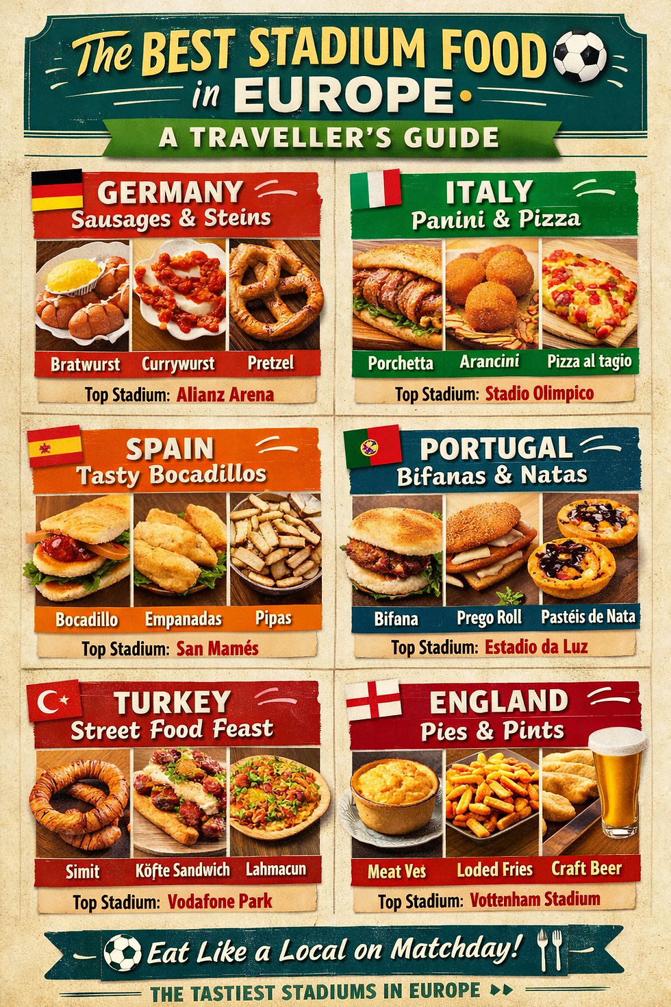 The Best Football Stadium Food in Europe — A Traveller’s Guide (2026)