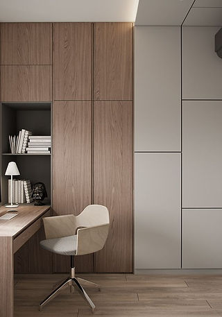 Built-in closed storage for modern office