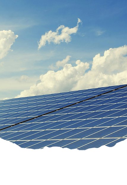 Solar panels beneath a blue sky, representing the clean energy benefits of a successful solar PV feasibility study