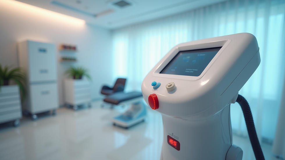 Close-up view of laser hair removal device in a modern clinic setting