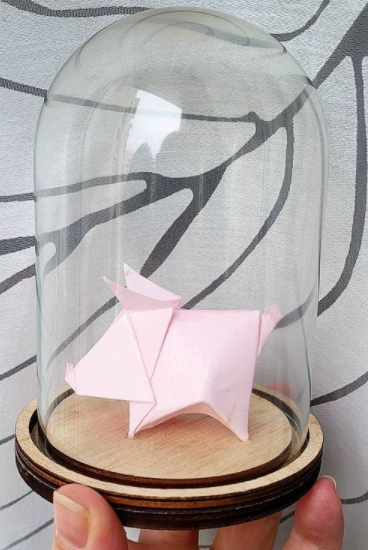Cloche en verre petit cochon