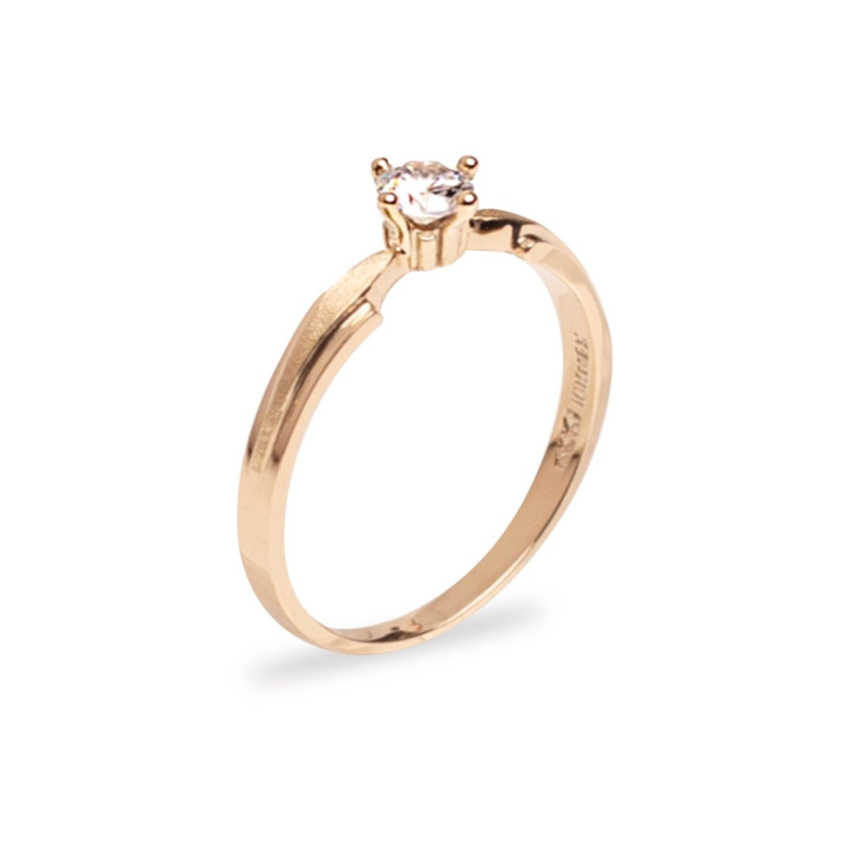 Anillo solitario en oro amarillo 10K