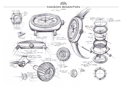 Croquis de recherche à main levée réalisés à Marseille, illustrant le design et la création d'une mo