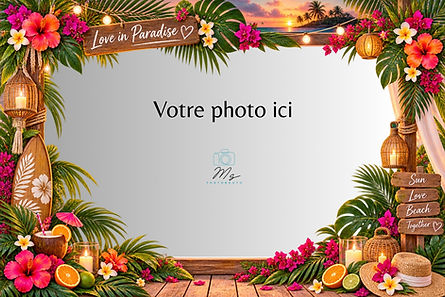 Cadre mariage tropical élégant avec feuilles de palmier
