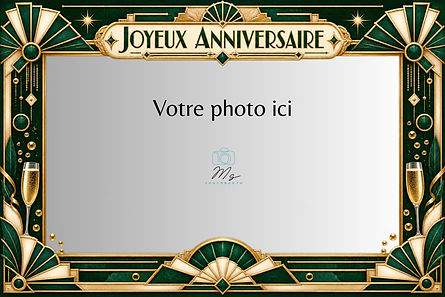 Cadre photobooth anniversaire design avec intérieur transparent
