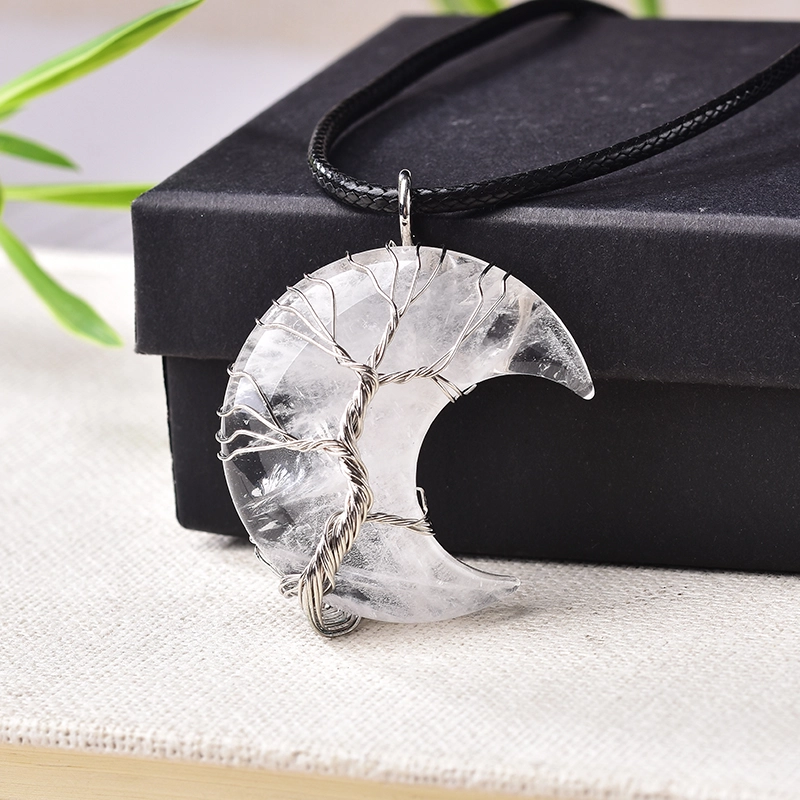 Thumbnail: Natural Crystal Pendant Tree Of Life Moon