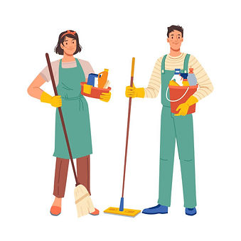 there are 2 cleaners one male and one female