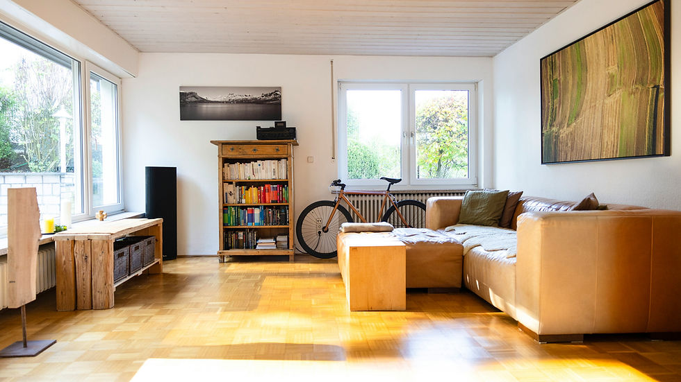 Clean living room with neatly arranged furniture
