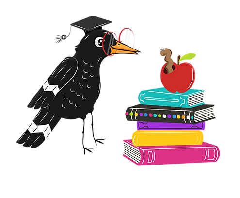 An early bird catching a worm coming out of an apple