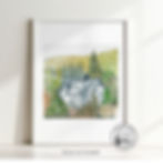 Watercolor painting of a cabin in the woods. watercolor landscape prints by Abigail Hardin