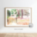 watercolor painting countryside trees and cow field. watercolor landscape prints by abigail hardin living with curiosity