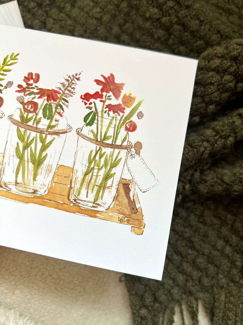 flora watercolor cards close up