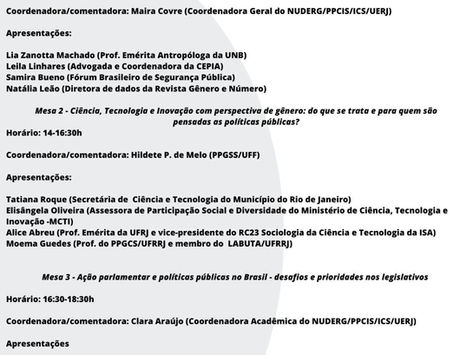 Seminário Políticas Públicas e Gênero na UERJ dia 31/03/2023
