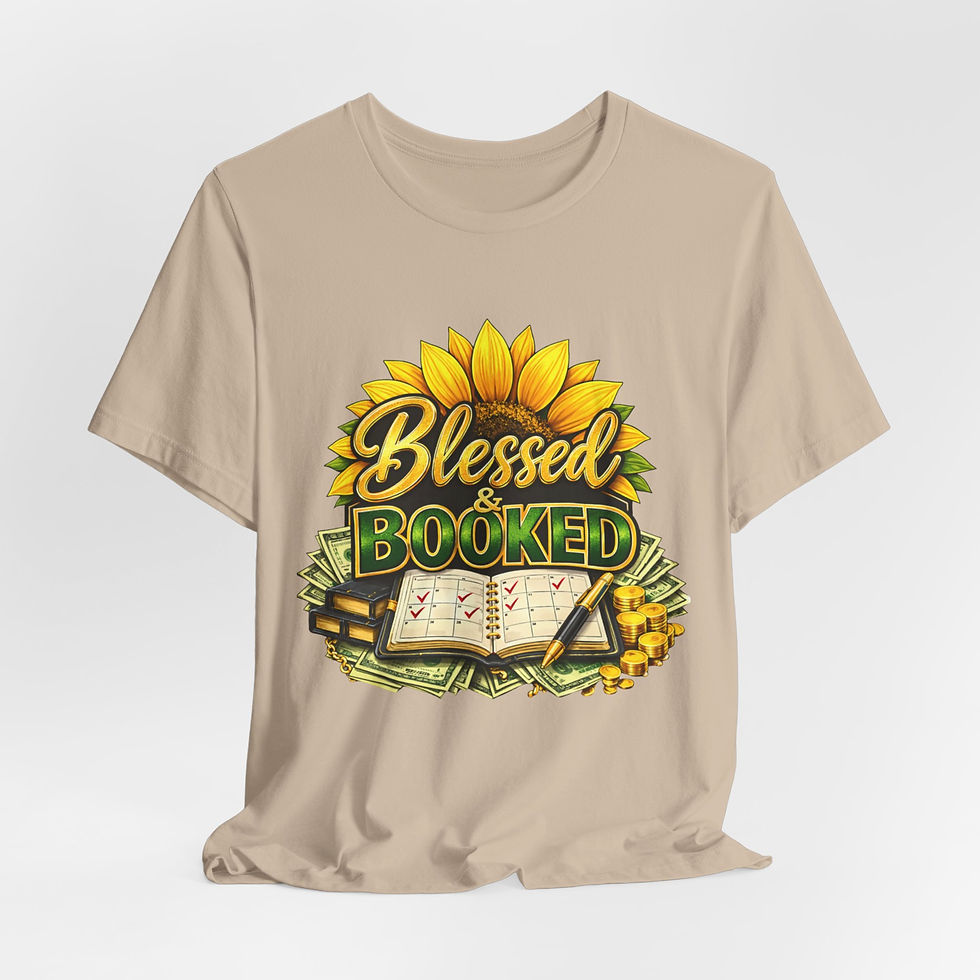 Thumbnail: Blessed & Booked Tee - Walking in Purpose and Favor
