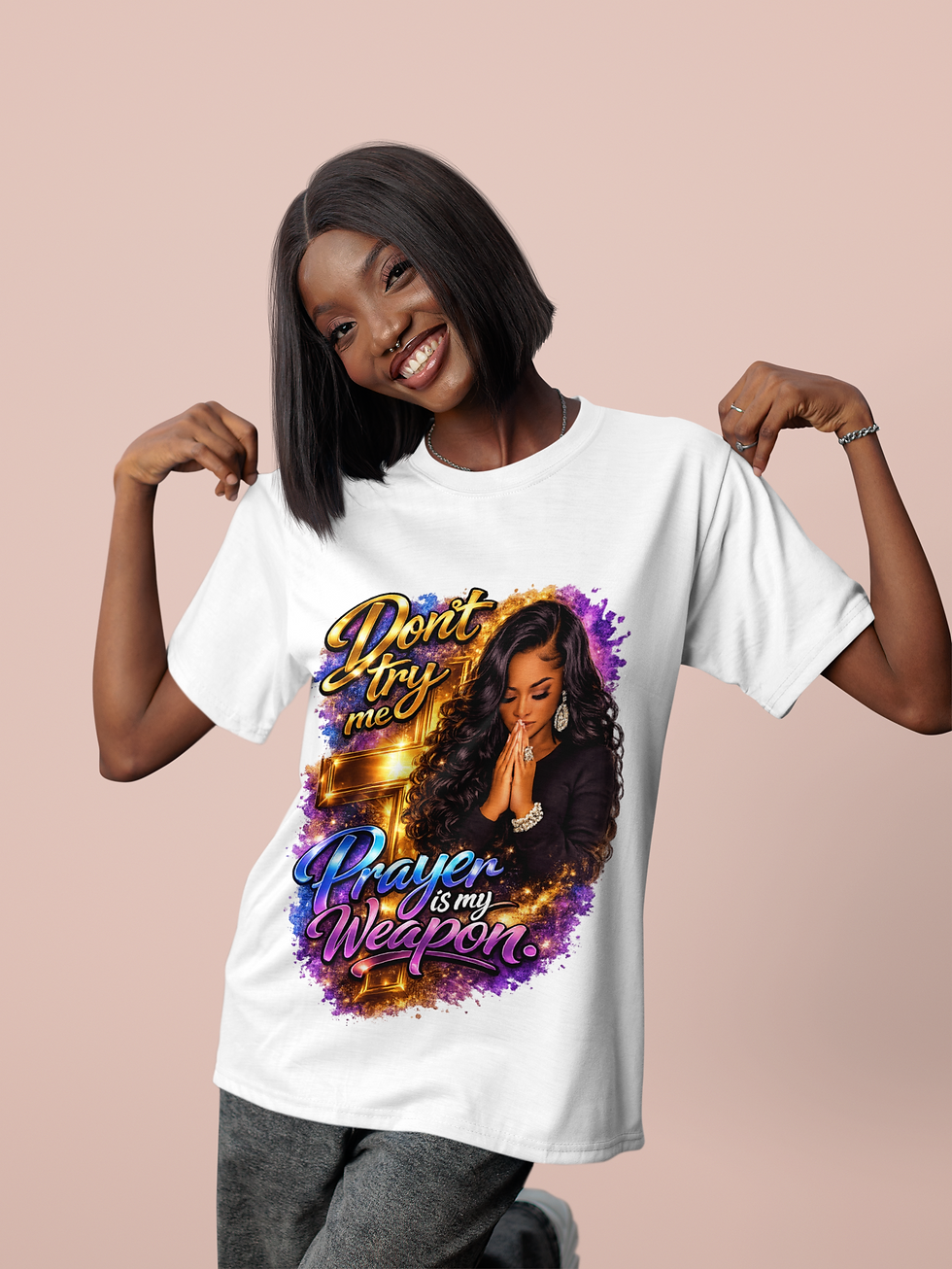 Thumbnail: Don’t Try Me Tee – Prayer Is My Weapon Faith Statement Shirt