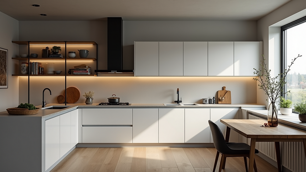 Hochwertige Küche mit modernen Geräten und eleganten Arbeitsflächen