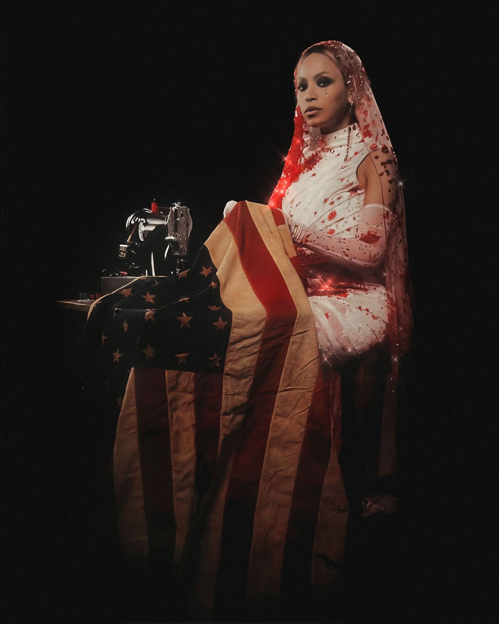 BEYONCÉ IN CUSTOM BLEEDING LOVE GOWN FOR 2025 COWBOY CARTER TOUR