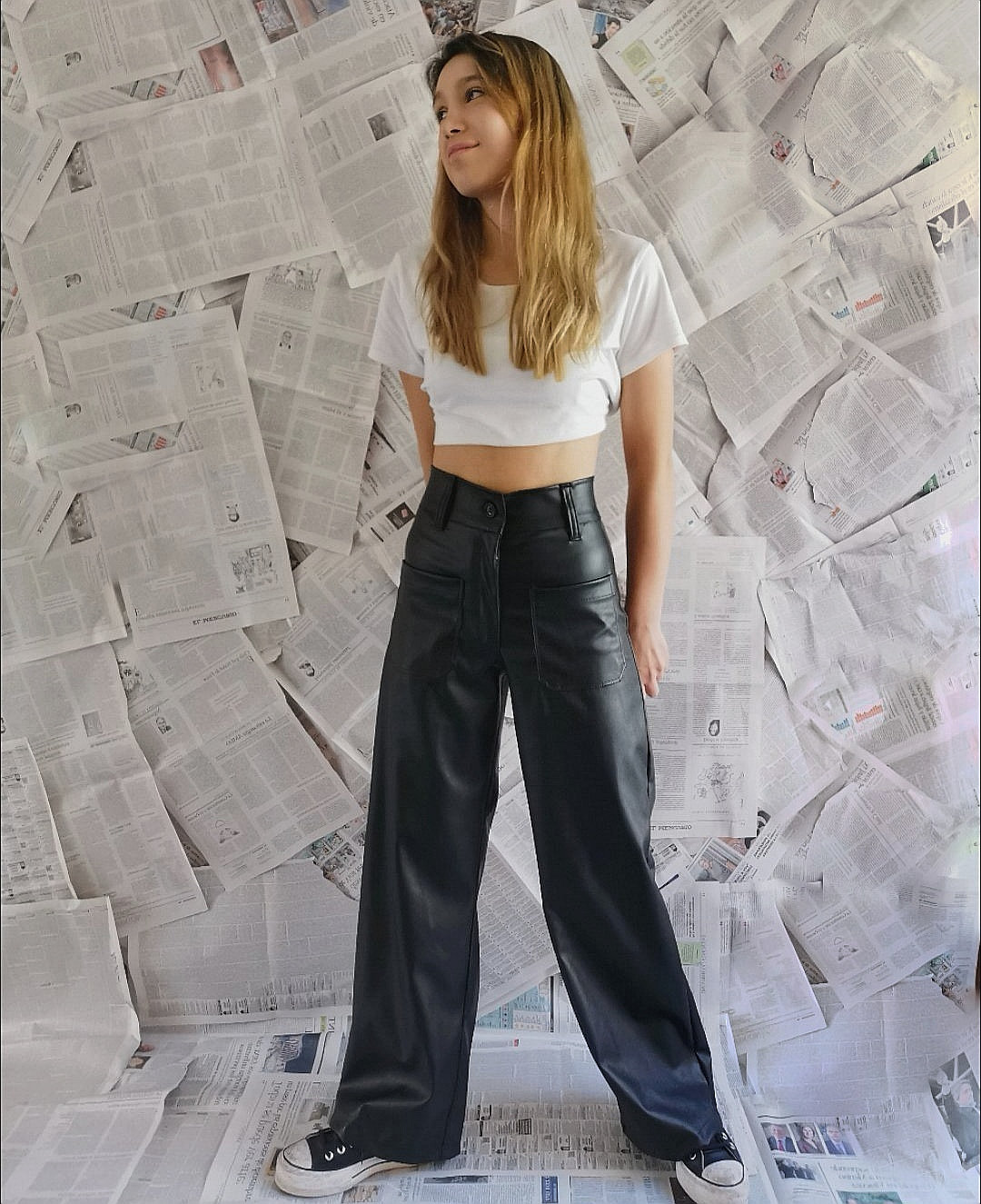 Wide leg ecocuero | clarissatienda