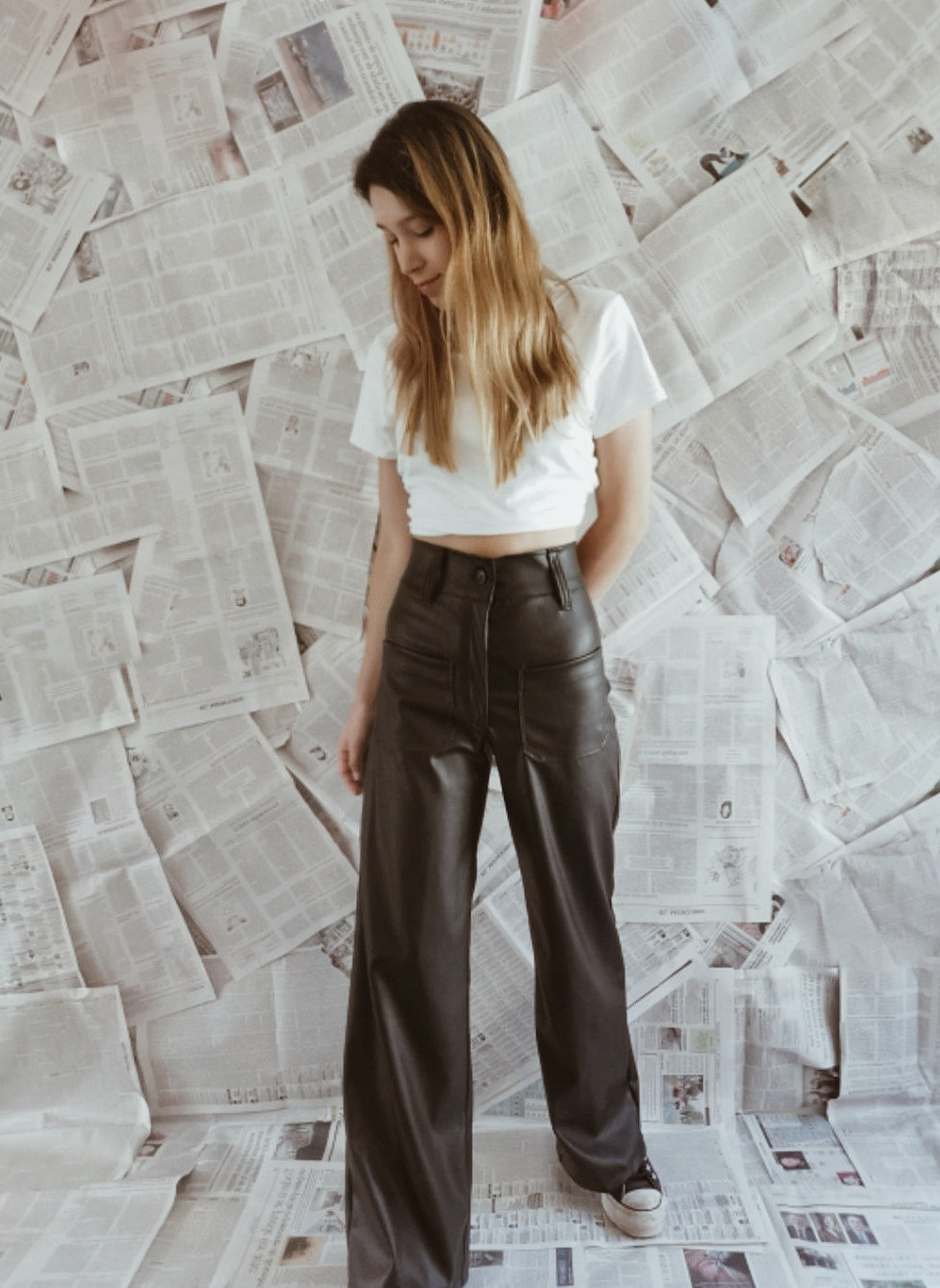 Wide leg ecocuero | clarissatienda