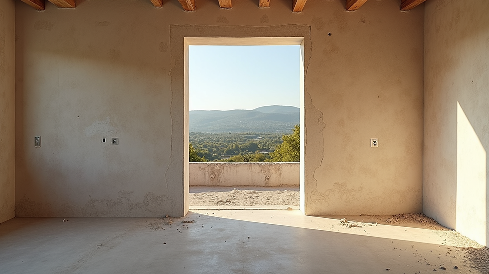 Vue en plongée d’un chantier de rénovation de toiture sur un mas provençal