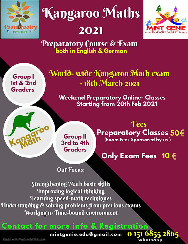 Kangaroo Math 2021 (For 3rd & 4th Graders)